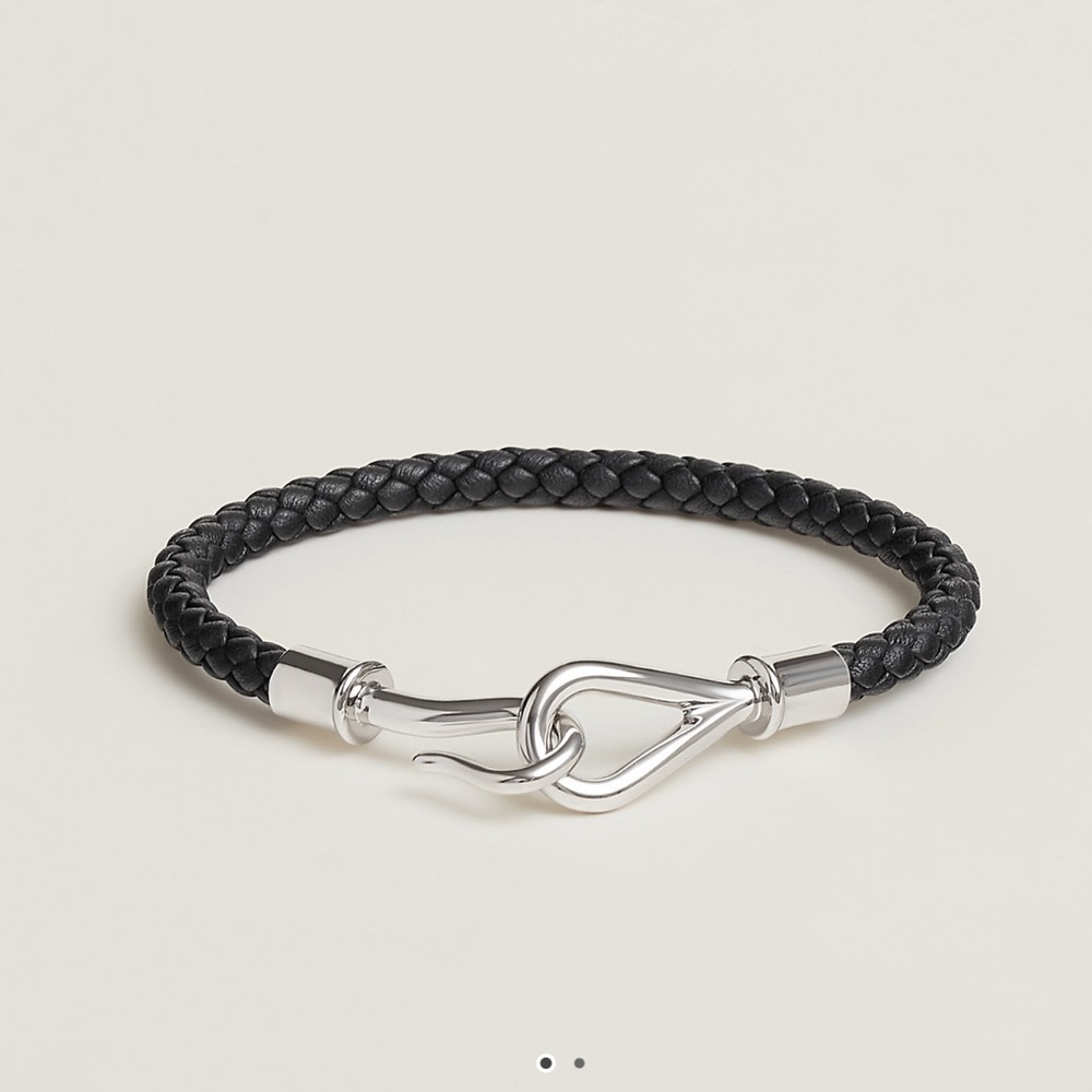 NEW IN BOX- Hermes Jumbo H Hook Braided bracelet In black